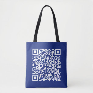 Tote Bag Entrer l'URL Généré instantanément Code QR   bleu 