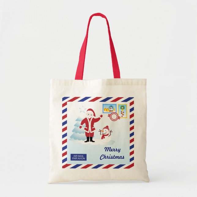 Tote Bag Enveloppe de courrier d'escargot de Noël (Devant)