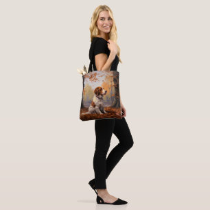 Tote Bag Épagneul breton dans les feuilles d'automne qui to