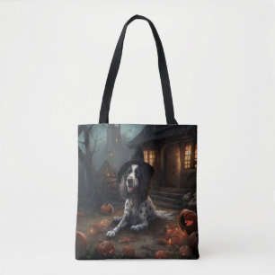 Tote Bag Épagneul Springer Anglais Citrouilles Halloween Ef