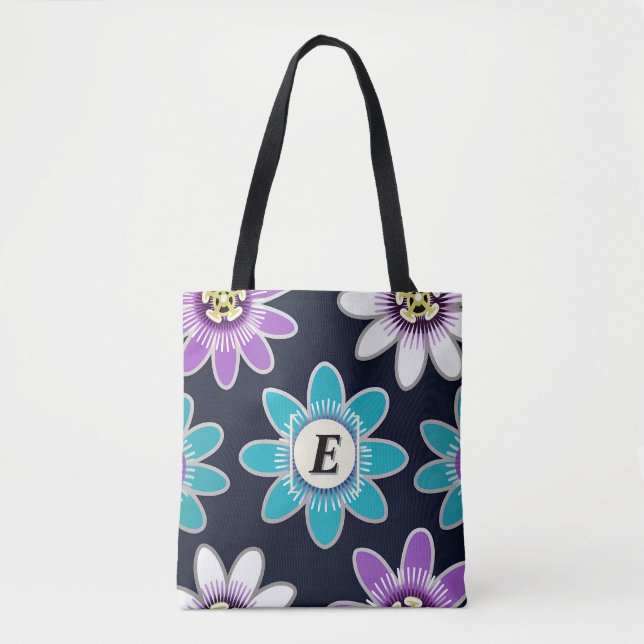 Tote Bag Épaule florale de la fleur de passion sur mesure M (Devant)