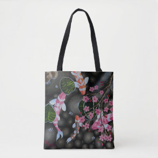 Tote Bag Épaule Fourre-tout avec Koi et fleurs