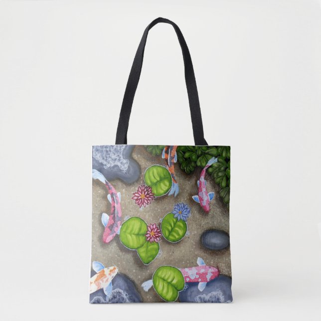 Tote Bag Épaule Fourre-tout d'étang de Koi (Devant)