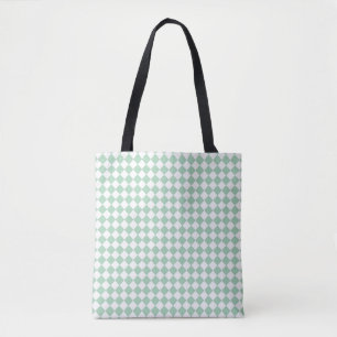 Tote Bag Épaule Motif diamant du Vérificateur blanc vert