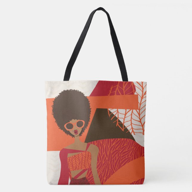 Tote Bag Épaule orange, rouge et Brown Fourre-tout (Devant)
