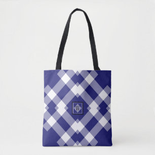 Tote Bag Épaule vérifiée par pourpre blanc bleu moderne