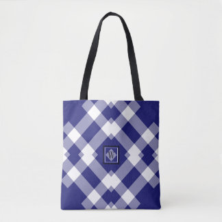 Tote Bag Épaule vérifiée par pourpre blanc bleu moderne