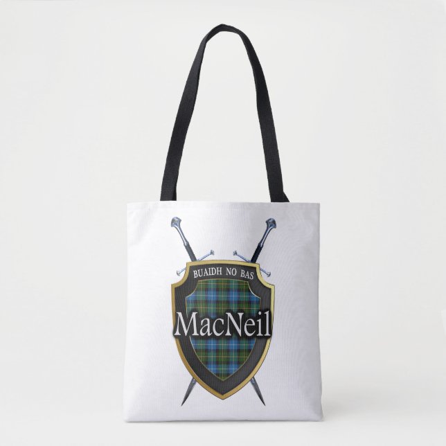 Tote Bag Épées et bouclier tartan plaid Clan MacNeil (Devant)