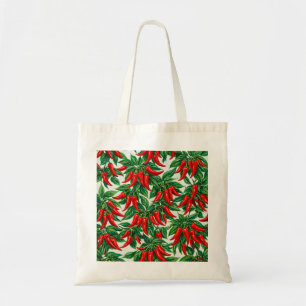 Tote Bag Épicerie à motif botanique de piment rouge