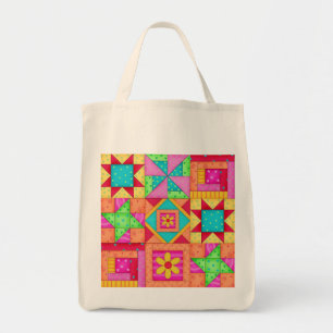 Tote Bag Épicerie colorée d'art d'édredon de patchwork