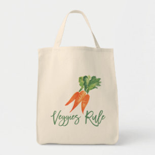 Tote Bag Épicerie de carottes d'aquarelle de règle de