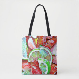 Tote Bag Épicerie de fraises et de citrons verts