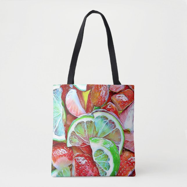 Tote Bag Épicerie de fraises et de citrons verts (Devant)