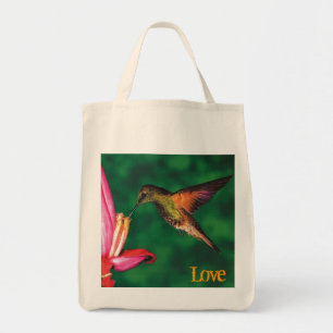 Tote Bag Épicerie Fourre-tout "colibri d'amour "