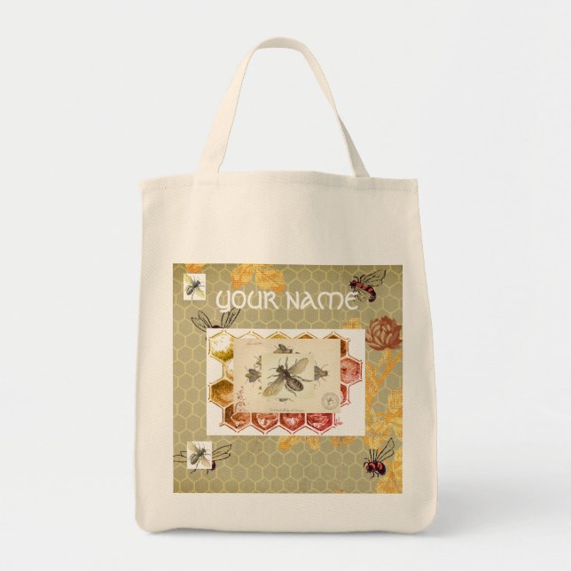 Tote Bag Épicerie Fourre-tout PERSONNALISÉE AVEC LES ABEILL (Devant)