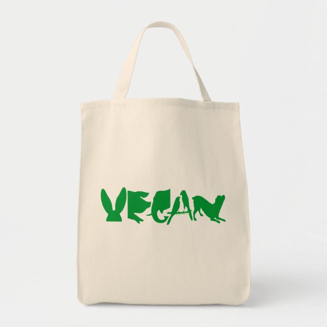 TOTE BAG ÉPICERIE ORGANIQUE VERTE VÉGÉTALIENNE FOURRE-TOUT (Devant)