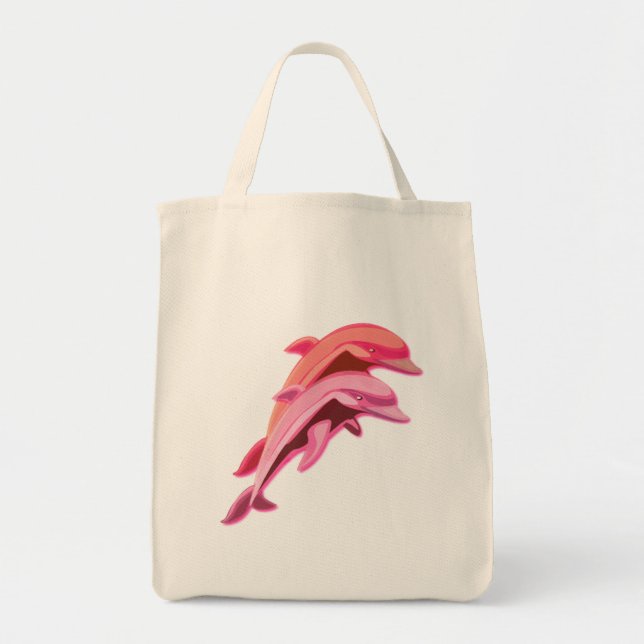 Tote Bag Épicerie rose Fourre-tout de conception de dauphin (Devant)
