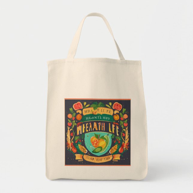 Tote Bag Épicerie sur le logo de la vie saine (Devant)