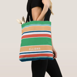 Tote Bag Époque brillante et colorée rayures d'art d'été