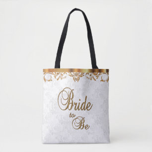 Tote Bag Épouse de typographie en blanc et en or