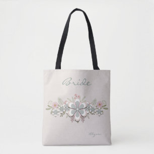 Tote Bag Épouse verte et blanche de la Fleur des années 70