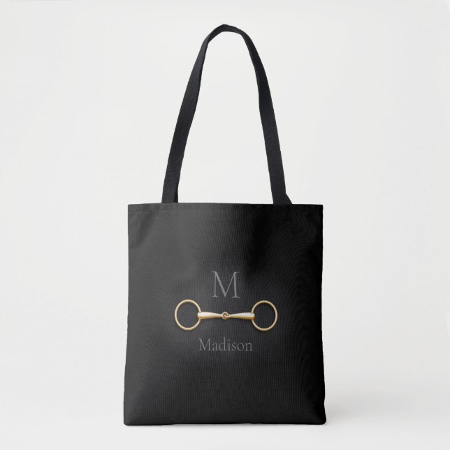 Tote Bag Équestre monogrammé de l'or (Devant)