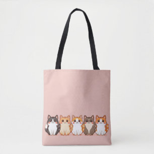 Tote Bag Équipage de chat mignon kawaii rose féminin maman 