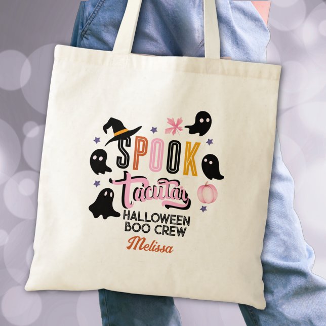 Tote Bag Équipage fantôme rose moderne de Halloween Spookta (Créateur téléchargé)