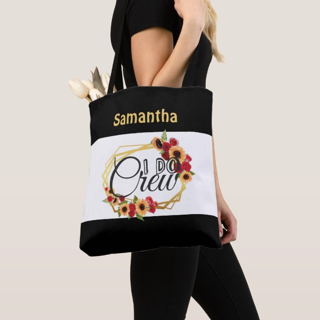 Tote Bag Équipage Monogramme Je Dis Oui Tournesols Roses Fê (De près)