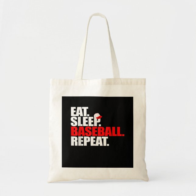 Tote Bag Équipe cycliste Eat Sleep Baseball (Devant)