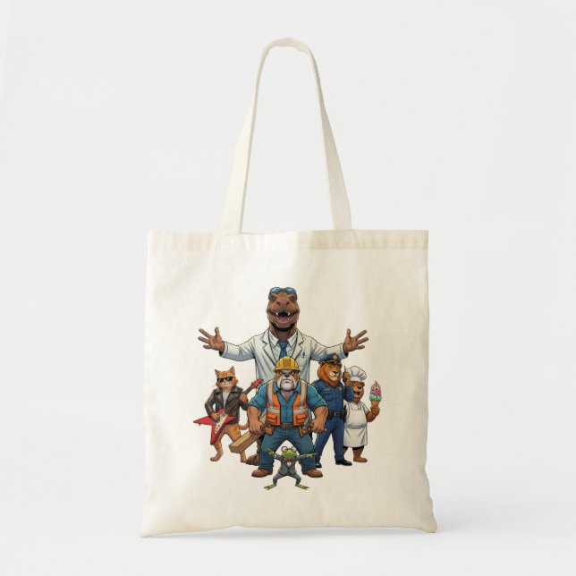 Tote Bag Équipe d'Animaux Cool Enfants Saint-Valentin Échan (Devant)