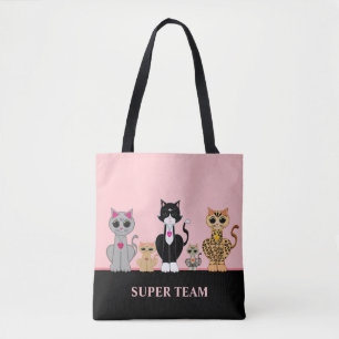 Tote Bag Équipe de chaton mignon et calligraphie sur fond n