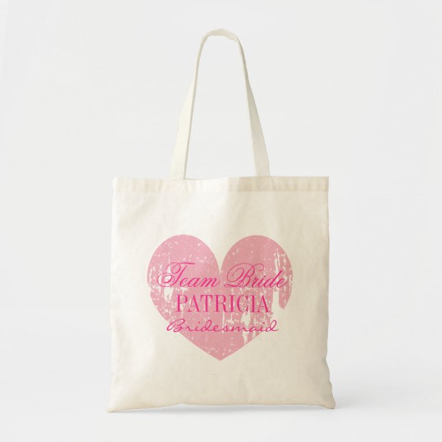 Tote Bag Équipe de coeur rose mignonne mariée femme de ména (Devant)