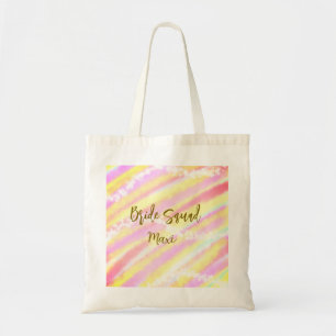 Tote Bag Équipe de la mariée pastel rose doré paillettes co