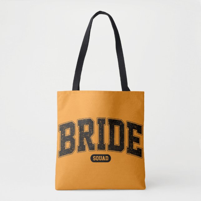 Tote Bag Équipe de la mariée - Typographie Varsity - Enterr (Devant)