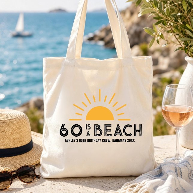 Tote Bag Équipe de la plage du coucher de soleil rétro 60èm (Créateur téléchargé)