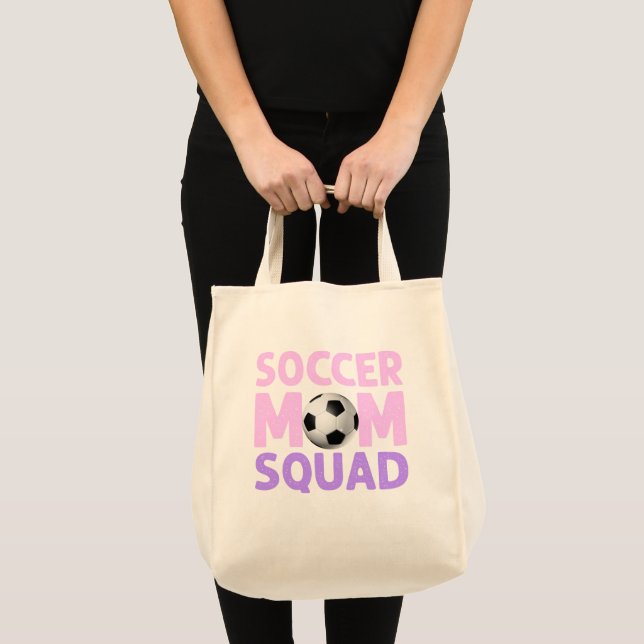 Tote Bag Équipe de maman de foot en rose et violet    (Devant (produit))