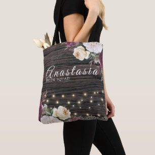 Tote Bag Équipe de Mariage de bois rustique