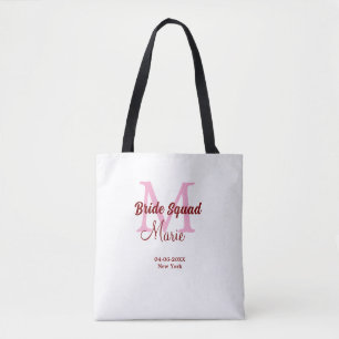 Tote Bag Équipe de mariée ajoutez nom monogramme demoiselle
