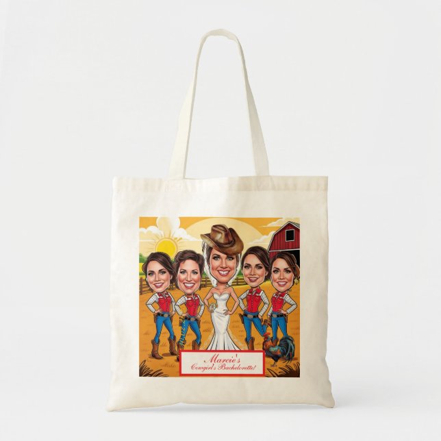 Tote Bag Équipe de mariée caricaturale en bottes de cowboy  (Devant)