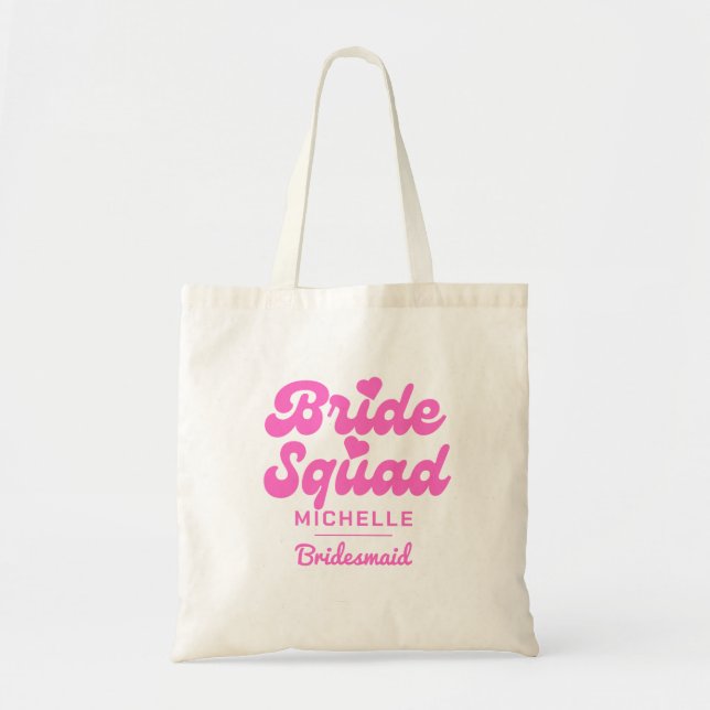Tote Bag Équipe de mariée rose personnalisée Enterrement de (Devant)
