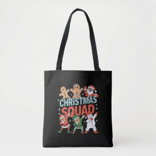 Tote Bag Équipe de Noël Père Noël Dabbing Elf Family Corres