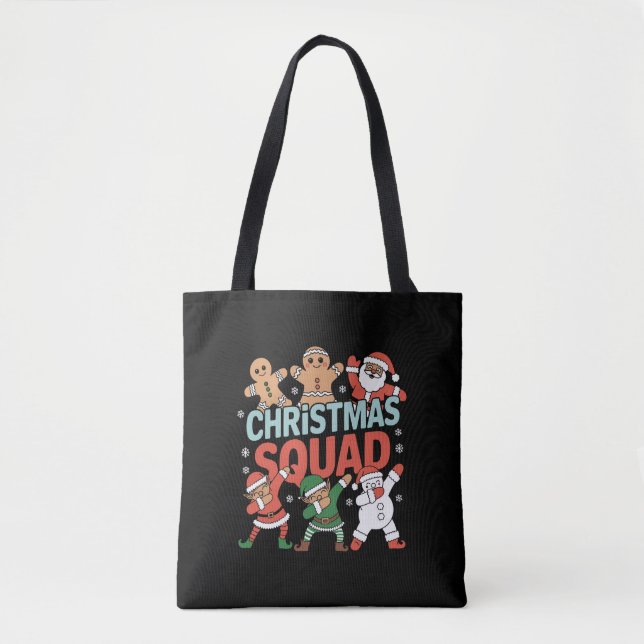 Tote Bag Équipe de Noël Père Noël Dabbing Elf Family Corres (Devant)
