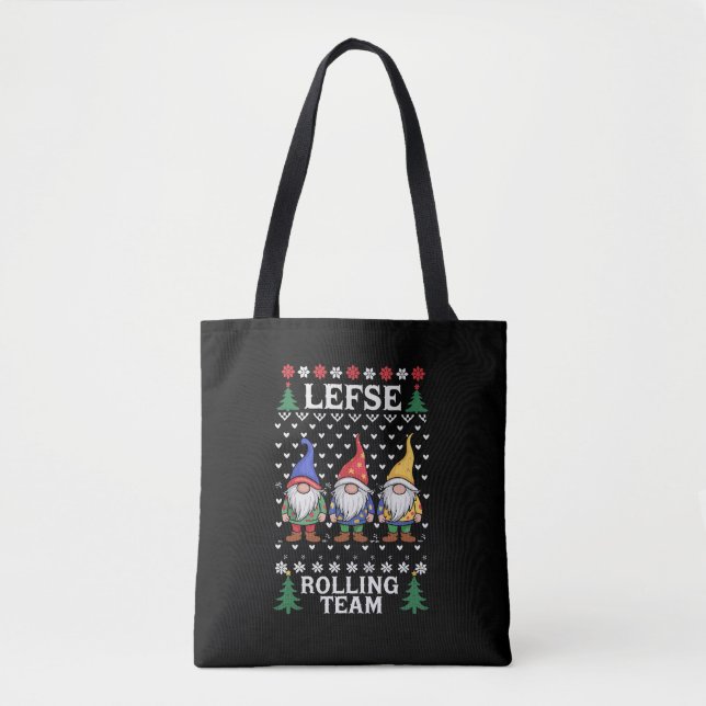 Tote Bag Équipe de roulage de Lefse Gnome de Noël de cuisso (Devant)
