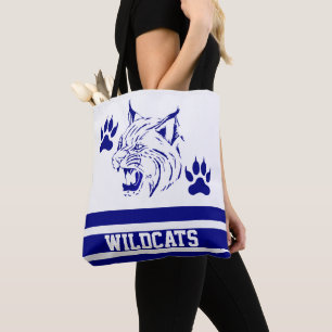Tote Bag Équipe de sports Mascot Bobcat Wildcat Blue (N'IMP