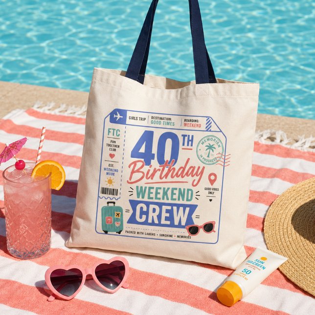 Tote Bag Équipe de weekend d'anniversaire 40 ans Billet de  (Créateur téléchargé)