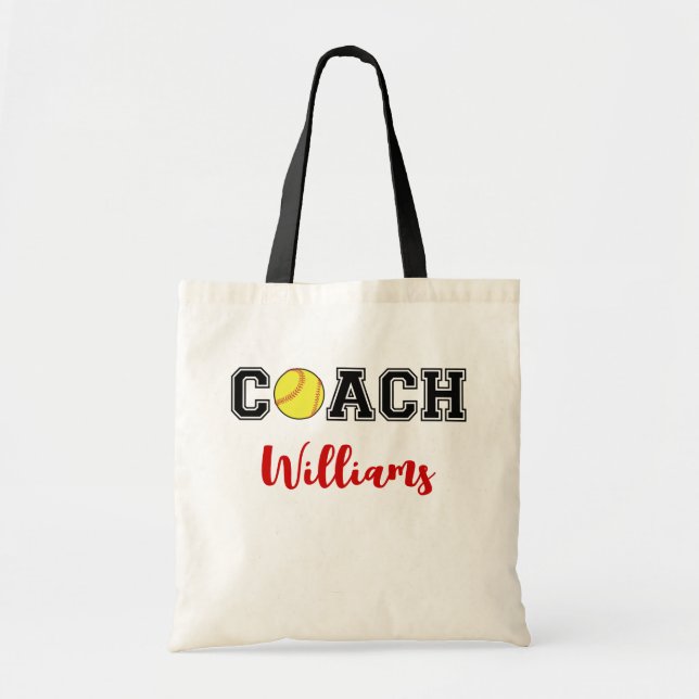 Tote Bag Équipe d'entraîneurs de softball personnalisée (Devant)