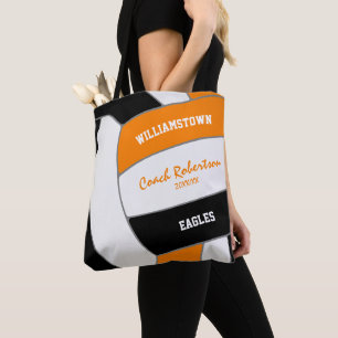 Tote Bag équipe d'orange noire couleurs volley-ball entraîn