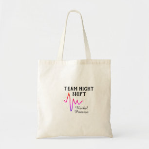 Tote Bag Équipe infirmière de nuit docteur médical nom cœur