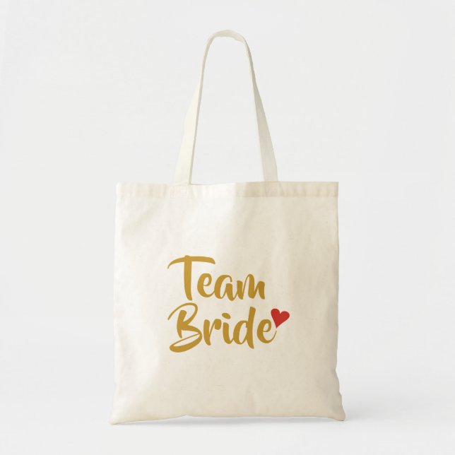 Tote Bag Équipe Mariée Cœur Rouge (Devant)